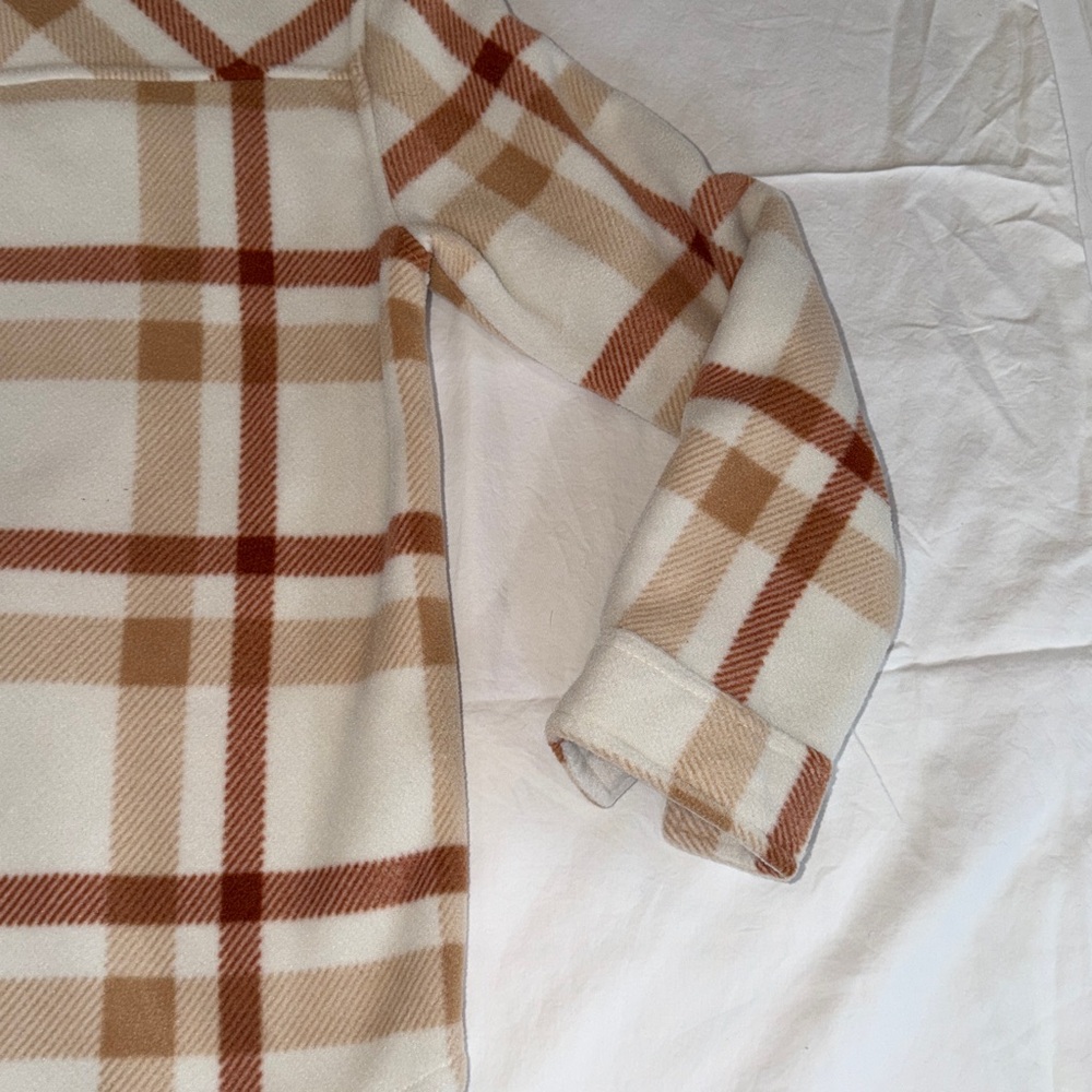 Women’s Sage Collective Fleece Shacket In Tan/Rust Combo Size Small - Picture 12 of 13